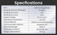 Télémètre laser portable Thermal Master 600 Pro avec capteur CMOS, mini écran, utilisation indépendante, accessoires de chasse en plein air, LRF