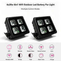 12 Projecteurs LED Plats IP65 Étanche 4x20W RGBWA UV Sans Fil DMX à Batterie avec Télécommande Wifi pour Mariages et Fêtes