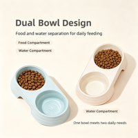 Bol double pour animaux de compagnie, bol pour nourriture pour chat, distributeur d'eau pour chien, base surélevée antidérapante, plat de nourrissage en plastique pour chats et petits chiens