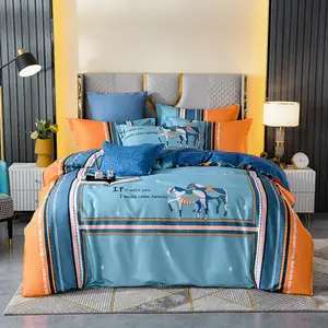 批发印花花卉设计奢华高品质超细纤维枕套床单被套4件套床上用品