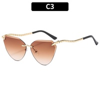 Lunettes de soleil élégantes pour femmes, style œil de chat, sans monture, UV400, avec branches en métal, tendance