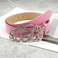 Ceinture en cuir PU doré vintage, alliage, nouvelles lettres tendance, style décontracté occidental, accessoires de taille pour femmes, style masculin Ins Net