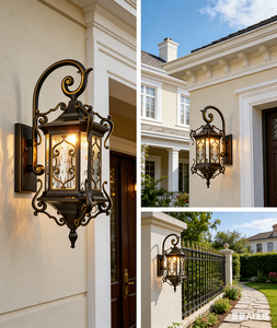 Lámpara de Pared Exterior Vintage de Aluminio Fundido, Impermeable IP65, Aplique de Pared Exterior Antiguo <span class=keywords><strong>para</strong></span> Porche y Patio de Villa - Product Image 2