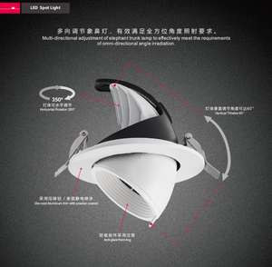 Downlight Empotrado de Alto CRI 90 con 90 °   Inclinación |   Lámpara de Techo Comercial con Clasificación IP20 para Centros Comerciales y Tiendas de Ropa - Product Image 2