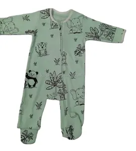 婴儿罗柏竹棉婴儿服装制造商婴儿罗柏拉链长袖连体衣
