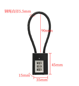 JDL915Q Jucro - Candado de <span class=keywords><strong>Cable</strong></span> de Alta Calidad para Muebles, con Gatillo de Alambre Reajustable Multicolor, para Exteriores, con <span class=keywords><strong>Cable</strong></span> de 5 mm - Product Image 3