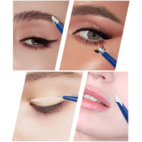 4 Uds pinzas de extensión de pestañas de acero inoxidable azul OEM juego de pinzas de cejas de precisión de cabeza plana puntiaguda inclinada