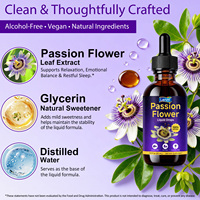 Lenm GMP Gouttes d'extrait de fleur de passion Liquide oral pour adultes à base d'alcool Composés végétaux naturels Relaxation Sommeil Bien-être Herbal