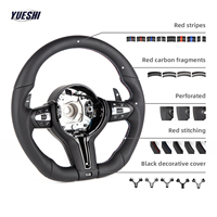 Boutons argentés pour volant de voiture modifié en cuir à 3 branches pour BMW Série 5/7 E53/E90-E93/E70-E71/E12/E89/E84/E81/E87/E82/E88