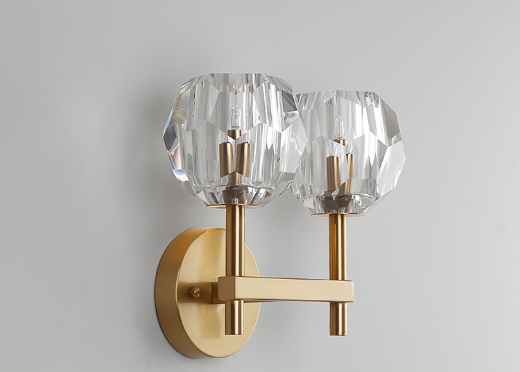 Brief North european modern golden Hexagonal crystal glass shade wall sticker lamps G9 led stainless steel wall lamp sconce