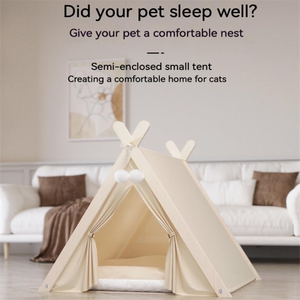 Lit-cave minimaliste en bois massif pour petit chien, tente tipi pour animaux de compagnie, pour l'intérieur - Product Image 3