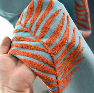 Rideaux occultants en lin <span class=keywords><strong>gris</strong></span> Voile <span class=keywords><strong>double</strong></span> 2 couches pour chambre à coucher salon rideaux à oeillets brodés avec ruban à volants - Product Image 5