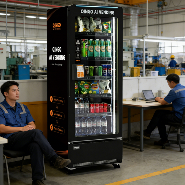 Qingo AI Smart Local Stock Vending Machine SDK Touchscreen Multiple Payment Options Remote Monitoring 495 Bottles Capacity