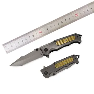 Custom pocket knife outdoor camping survival sharp blade edc folding knife with Belt Cutter