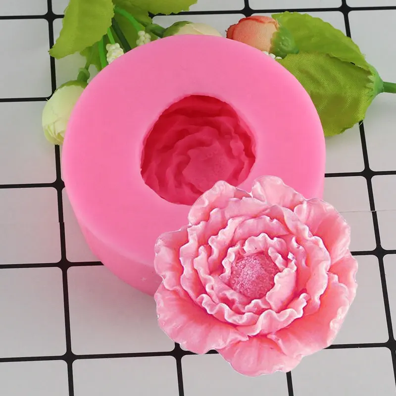 Силиконовые 3D формы пиона для помадки, цветы, мыло ручной работы, глина, форма для выпечки тортов, свадебные инструменты для украшения шоколада