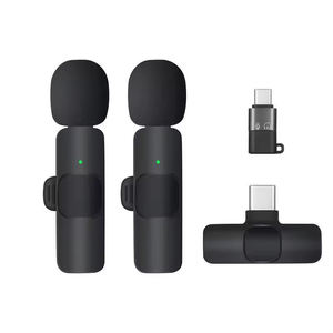 Mikrofon Lavalier nirkabel, pengurang kebisingan 3-in-1 Plug Lapel mikrofon nirkabel dasi mikro untuk Vlog bantalan telepon Android - Product Image 1