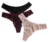 Airtamay Strings en dentelle pour femmes Sexy Hole Embroidery Transparent Underwear Low Rise Panties T-Back Everyday Style Crotch Waist