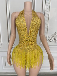 Traje <span class=keywords><strong>de</strong></span> Competición <span class=keywords><strong>de</strong></span> Baile Latino con Borlas, Vestido <span class=keywords><strong>de</strong></span> Seda/Algodón, Atuendo <span class=keywords><strong>de</strong></span> Moda para <span class=keywords><strong>TikTok</strong></span>, Transmisiones en Vivo, Talentos, Salón <span class=keywords><strong>de</strong></span> Baile y Actuaciones en Escenario - Product Image 3