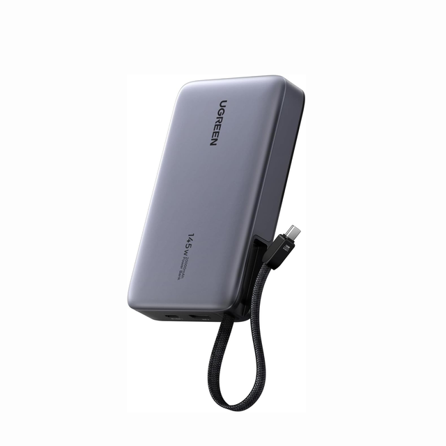 UGREEN 145W Power Bank Portable USB C 3 Port 20000mAh Power Battery Pack Digital Display Recharge Power Bank with Built in Cable