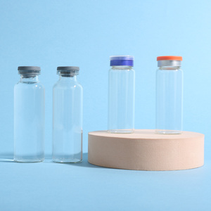 Logo personalizzato 10ml 20ml <span class=keywords><strong>30ml</strong></span> trasparente borosilicato piccola fiala di vetro rotondo piatto vuoto bottiglie di vetro con tappo di gomma - Product Image 5