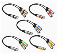 Câble XLR 1 entrée 2 sorties à code couleur avec contacts plaqués or pour le monitoring en studio et le routage de signal