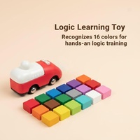 Ensemble de voitures en bois colorées de style dessin animé, différents modèles, jouets éducatifs pour enfants, véhicules à pousser et à faire rouler pour les tout-petits, jeux à la maison