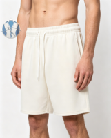 Shorts de bain sportifs tissés style américain 300g pour l'été, avec cordon de serrage, taille haute, pour hommes, marque de mode étudiante
