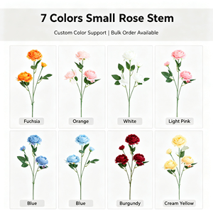 Décoration de <span class=keywords><strong>mariage</strong></span> de haute qualité, fleurs artificielles en soie naturelle, 3 têtes de roses artificielles, roses colorées uniques pour la fête des mères, décoration de la maison - Product Image 4