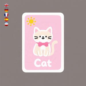 Cartes <span class=keywords><strong>de</strong></span> jeu imprimables personnalisées populaires <span class=keywords><strong>de</strong></span> l'UE Cartes flash cognitives éducatives d'animaux mignons - Product Image 3