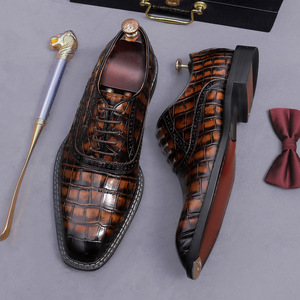 Men's handcrafted heavy-duty <b>check</b>-patterned casual shoes, made of oxford leather and genuine leather for business wear - Product Image 3