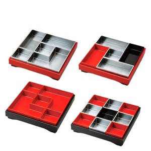 Chinese Style Multi <b>Compartment</b> Snack <b>Box</b> ABS Plastic Baked Enamel Serving Tray For Plating Food - Product Image 5
