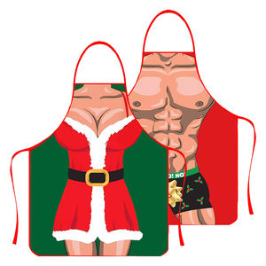 Lot de 2 tabliers amusants de Noël, costumes de cuisine créatifs, imperméables, pour couples, pour les fêtes, la pâtisserie, le barbecue, les cadeaux de cuisine - Product Image 2