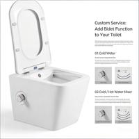 Nouvelle toilette murale de style simple, cuvette de toilette en céramique sans rebord avec fonction bidet, WC suspendu