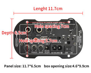 Усилитель мощности SF5, плата для двух микрофонов, 4 Ом, для автомобильных динамиков 6-10 дюймов, сабвуферов, аудио, 12/24В, выход 110/220В, мини-стерео - Product Image 3