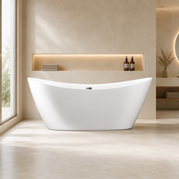 Bañera Ovalada Blanca de 850 mm de Ancho con Respaldo Alto y Profundidad Extra de 680 mm, Tamaño Personalizado para Baño de Villa