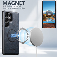Étui portefeuille magnétique texturé en cuir PU avec support de chargement sans fil, personnalisé, directement de l'usine OEM/ODM, pour Samsung Série S