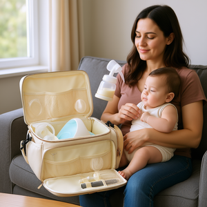 Estuche de transporte portátil para bomba de lactancia, impermeable, color Beige, tamaño grande, para accesorios de bombeo S1 S2, trabajo, viajes, uso familiar - Product Image 2