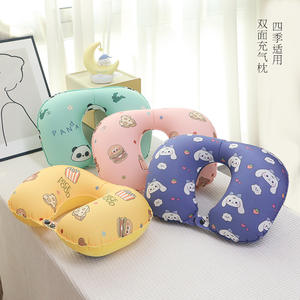 Oreiller de voyage gonflable imprimé en forme de U avec motif de dessin animé, en polyester, support de cou portable pour usage général - Product Image 2