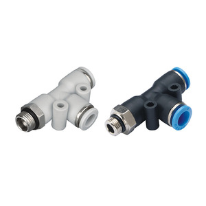 Conector Rápido Neumático Xingyi Technology PD4 6 8 10 G01 02 03 04, Conector en T con Rosca Lateral, Acoplador de Manguera de Aire, Cuerpo de Plástico y Cobre - Product Image 2