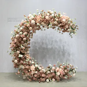 Hot Sale Wholesale Decorative Silk Flower Supplies Artificial Roses Blossom Events Wedding Heart Shaped Halo Ring