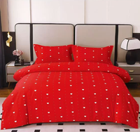 Ensemble de literie en satin imprimé jacquard à motif de lèvres, prix d'usine, housse de couette en tissu polyester, toutes saisons, pour la maison