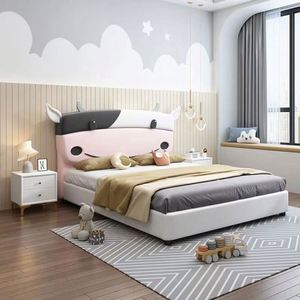 Lit de Jour Moderne Minimaliste en Bois Confortable pour Enfants, Design Vache Cartoon, Idéal Chambre Garçons Filles Petits Espaces - Product Image 6