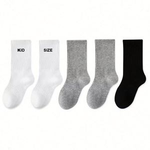 Mid-Tube <b>Stockings</b> for Boys Girls Kid Children Black White Grey Thick Socks Autumn Wear Breathable <b>Knitted</b> Socks - Product Image 1