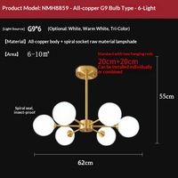 Lustre en laiton Nordic Magic Bean Glass E27 pour salon, chambre à coucher, décoration de la maison, éclairage moderne, lampe suspendue dorée