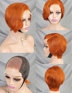 Perruque à Closure 4x4 Coupe Courte Pixie Cheveux Humains Brésiliens 100% Style Lisse Dentelle Transparente Vente Chaude pour Femmes Noires - Product Image 4