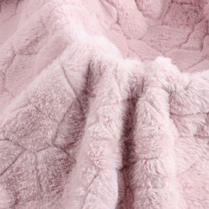 Reciclado sin MOQ <span class=keywords><strong>en</strong></span> relieve microfibra imitación conejo poliéster felpa tela para hogar ropa textil invierno Manta - Product Image 5