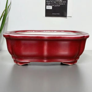 Macetas de Jardín de Cerámica Ecológicas, Ligeras, de Color Rojo, con Acabado Esmaltado, Orificio de Drenaje, para Plantas de Interior, Bonsáis, Estilo Yi <span class=keywords><strong>Xing</strong></span> - Product Image 1