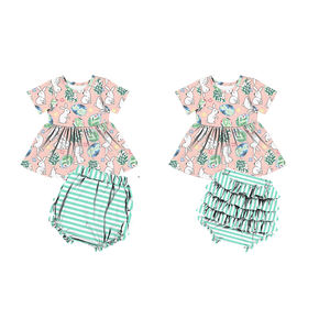 ชุดเซ็ตเสื้อเปปลัมแขนสั้นผ้าไผ่แบบสั่งทำพิเศษพร้อมกระโปรงระบาย - Product Image 1