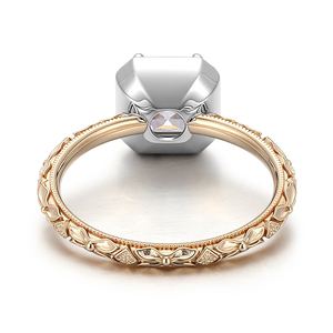 Provence real 18k white gold yellow gold ring 1.5carat lab created diamond ring Asscher Cut Women's engagement wedding ring - Product Image 2