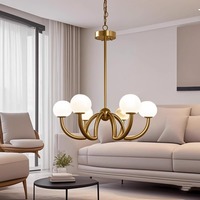 Lustre moderne minimaliste en albâtre espagnol naturel, luminaire suspendu de luxe à plusieurs bras en forme de globe pour salle à manger, salon, villa